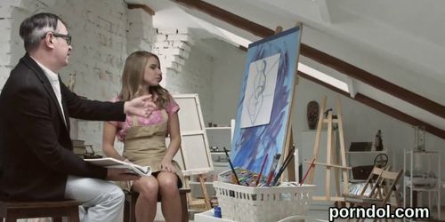 Ideal schoolgirl is teased and fucked by elderly teacher