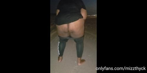 Pee desperation ... pissing along the beach  : onlyfans : mizzthyck  (Fatpussy )