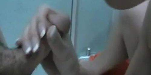 Hot German girl fucks in swimming pool changing room