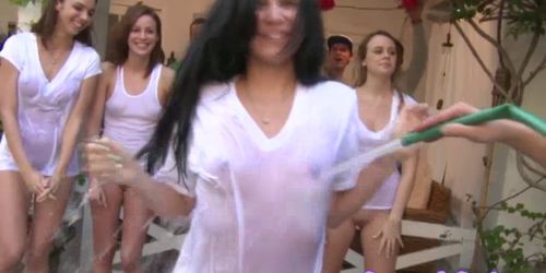 Group of sorority sluts all giving head