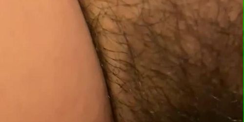 Close up hairy asian pussy clit rub and sex