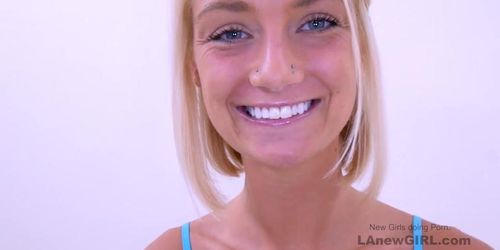 Gorgeous blonde sucks cock and gets fucked at modeling audition