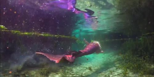 MERMAID ON THE BEACH AND SWIMMING UNDERWATER