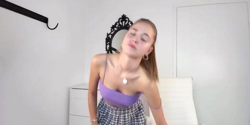 Nice Teen shows tits and dance with a skirt