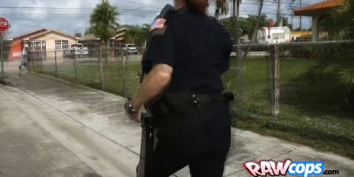 Cops take a black dude to a warehouse to fuck him after arresting him for having a black big cock