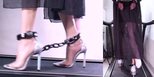 Asian Chained Treadmill Walking in Heels Tnaflix com 