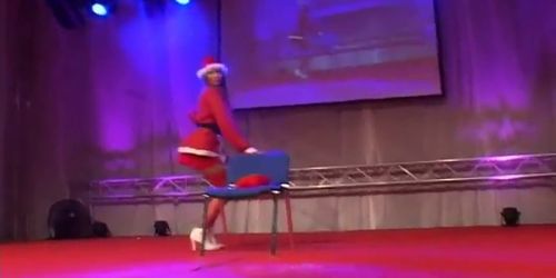 Stripper in santa outfits strips