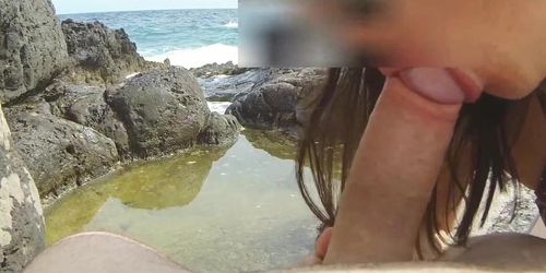 I found her on nudist beach and enjoyed in sounds of waves and dick sucking