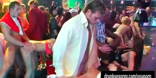 Sexy clubbers fucking in public