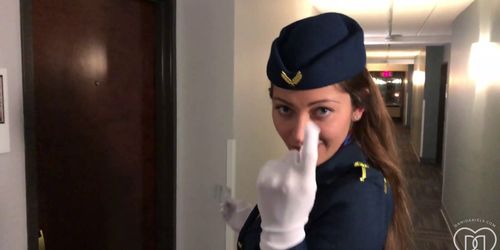 Naughty stewardess and my first pilot (Dani Daniels)