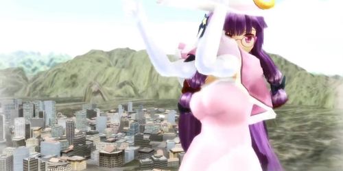 [3D MMD Giantess] Giantess Marisa & Patchouli Giga Growth HQ by PachiPachy