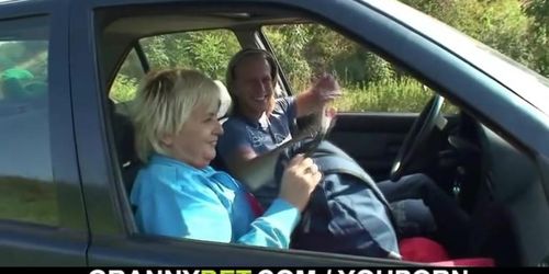 He picks up and fucks hitchhiking granny