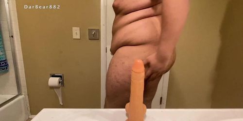 9in dildo going up fat dudes ass