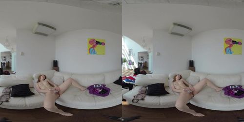 virtual reality video vr180 spinner ginger Lea dancing and doing first time masturbation casting vid