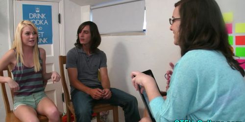 Petite teen sucks cock - video 6