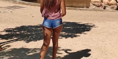 Exhibitionist tourist, my wife naked in public make me cum on holidays