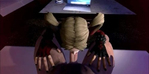 Harley Quinn 3D BLOWJOB cum swallow - HARLEY QUINN fellatio QUEEN slut cumshot 3D DC batman blowjob