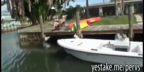 Dude films his sunbathing GF off a boat