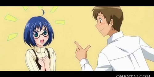 Little anime cutie taking her first dick for a BJ
