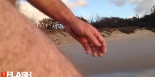 Nude on Public Beach Dickflash 1