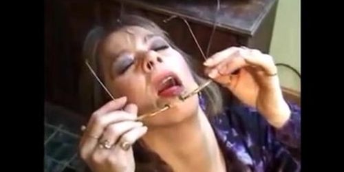 Four eyes milf sucking dick and get big facial