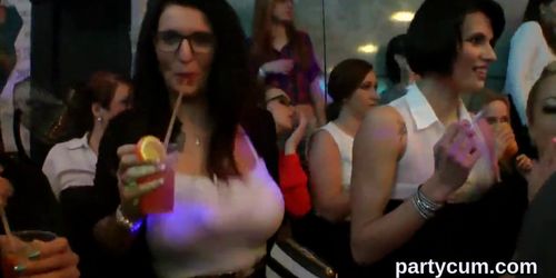 Kinky cuties get completely mad and stripped at hardcore party