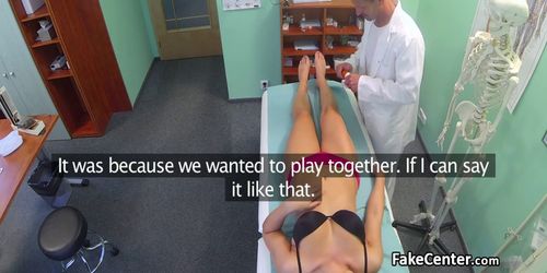 Brunette teen creampied by doctor in hospital