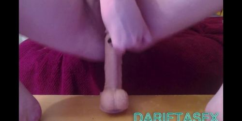 Fat little slut plays with her new toy