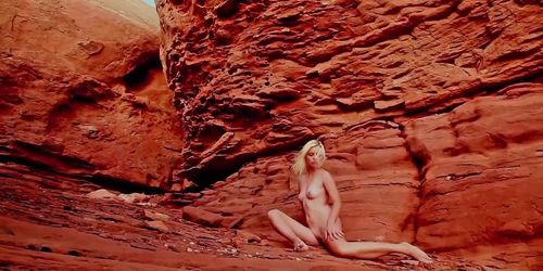 Blonde Striptease In The Mountains