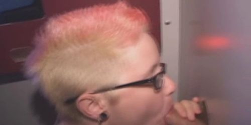 Emo Punk Slut In Glasses Sucking Dick Through Glory Hole