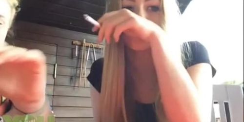 Beautiful young German girl smoking sexy