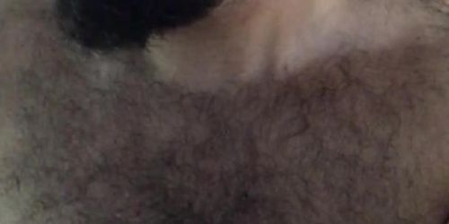 After workout, Italian bear touches his hairy body by stimulating his nipples before jerkoff