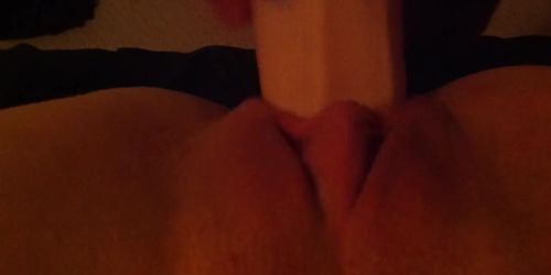 Girl Takes Huge Dildo Up Close