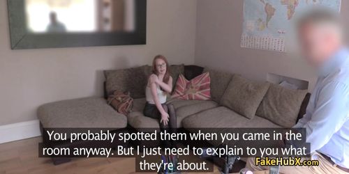 Cute redhead fucked on casting