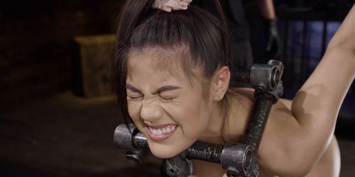 Asian sub gets hands and head in box (Kendra Spade)