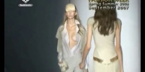 Fashion Models Tit-jiggling on the Catwalk