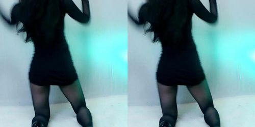 Sexy dance in black pantyhose