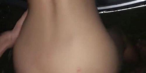 perfect body gf fucked on the car hood at night in the woods