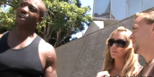 Hot blonde sucks and fucks BBC while her husband watches