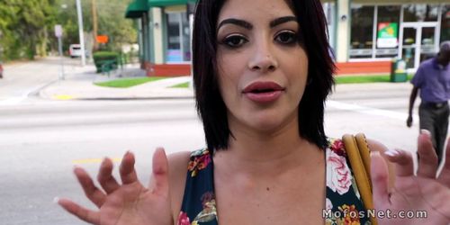 Busty Latina fucks for cash outdoor (Kitty Caprice)