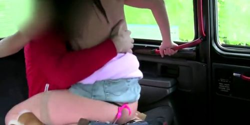 Euro brunettes oral in public by her driver for a ride