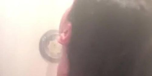 Chubby teen showers before work 