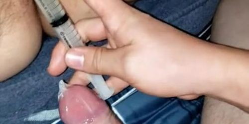 Injecting ex gf with cum totally unaware