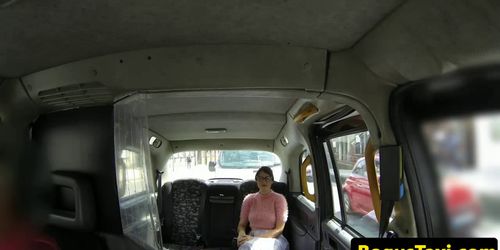 FAKEHUB - British cutie gets mouthful of cum in a taxi