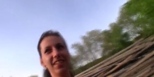 European babe public POV cock drooling in public park