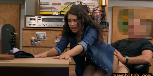 Pretty woman smashed by horny pawn man at the pawnshop