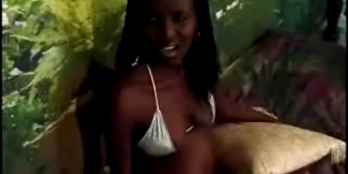 Hot interracial with a round butt ebony cutie