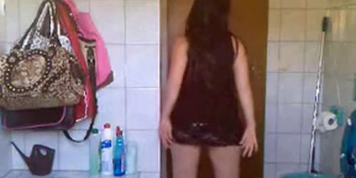 Young Turkish Teen is Striping in the Bathroom