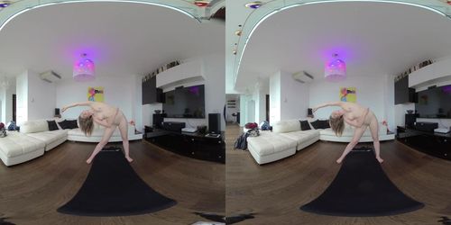 naked yoga stretching with fresh high school spinner teen ALIS VR180 virtual reality video