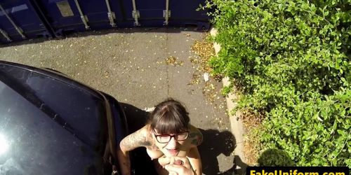 Inked UK slut dick riding police officer